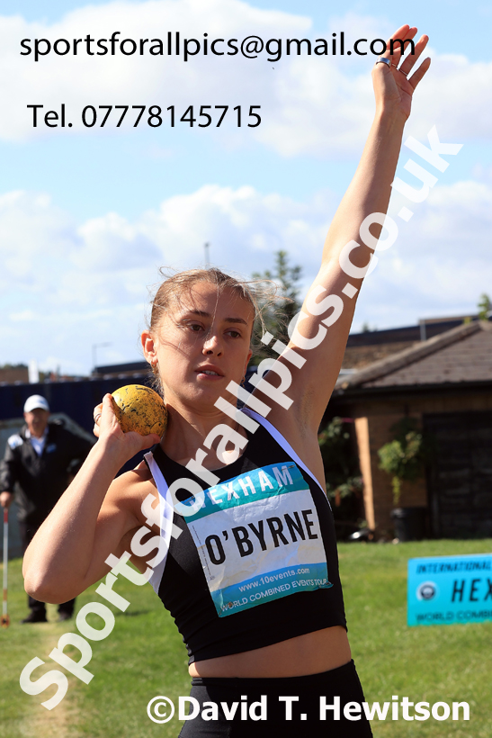 Heptathlon shot putt, 2025 EAP International Combined Events, Hexham, Northumberland.  Photo: David T. Hewitson/Sports for All Pics